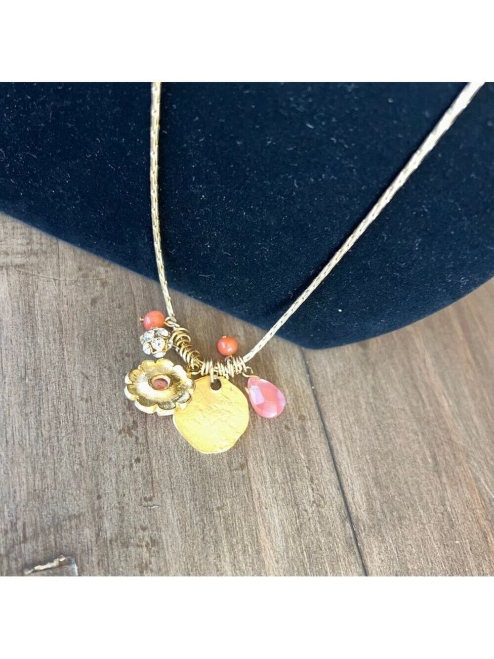 Gennaro Gold Coral Charm Statement Necklace
